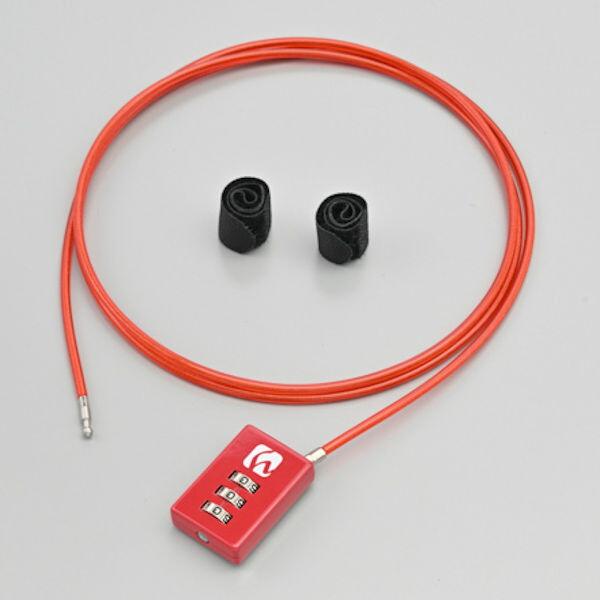 適合車種：汎用ストレートタイプ/レッド【DLK130R】ヘルメットやバッグのイタズラ抑止に役立つダイヤルロック。目立たせることで防犯効果が高まるレッドカラーを追加しました。ロック本体はヘッドが360度回転するので使いやすく、ダイヤルは「0〜...