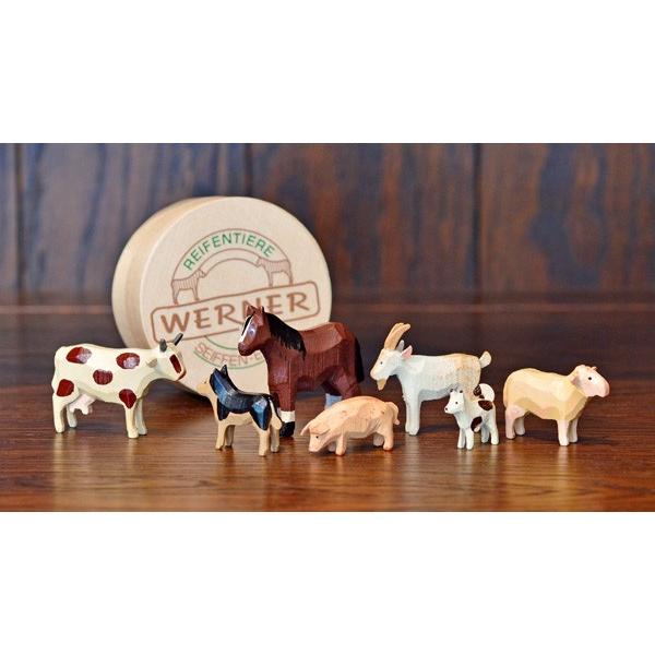 ドイツ木工芸品 仲良しな動物達 7種類 わっぱ入り 馬 牛 ヤギ 羊 ブタ