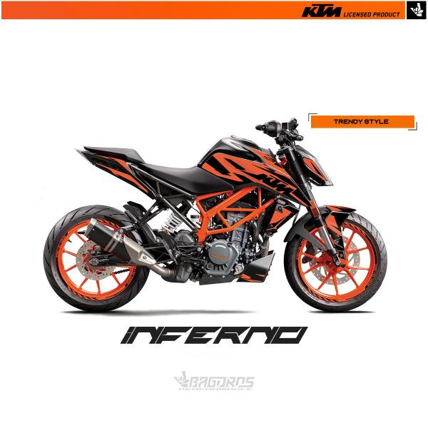 KTM デューク 125/200/250/390 17-23 ステッカーキット INFERNO