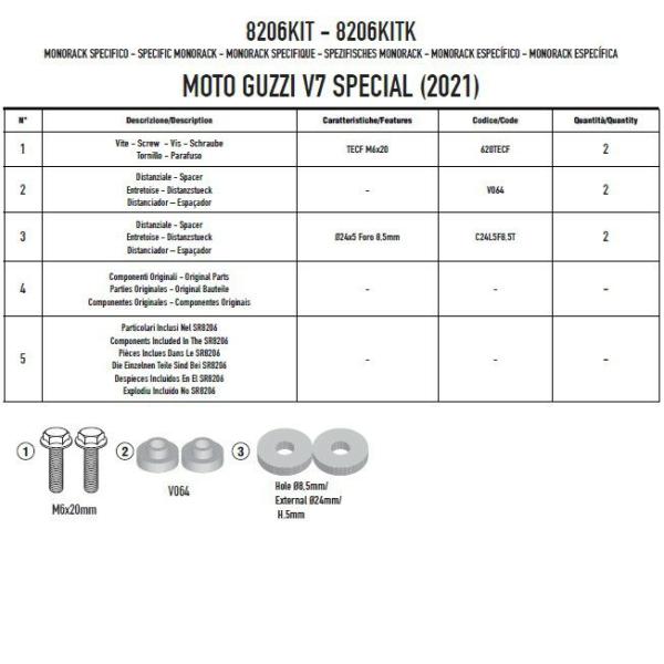 モトグッチ V7 850 スペシャル 21-  フィッティングKIT GIVI（ジビ）