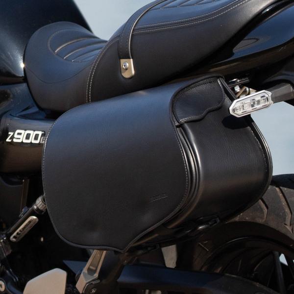 カワサキ Z900RS/CAFE シンセティックレザーサドルバッグ 9L ブラック