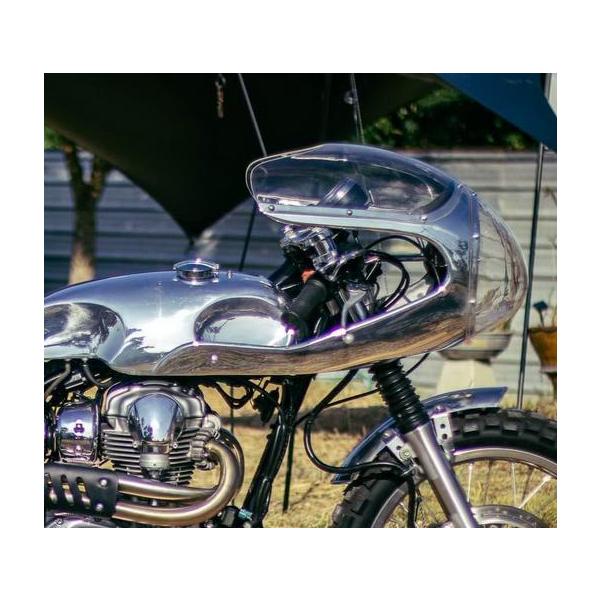 WMワンオフ w650(w800?) カフェレーサー アルミロケットカウル W800 W650 ロケットカウル アルミ リックマン エイボン カフェスタイル