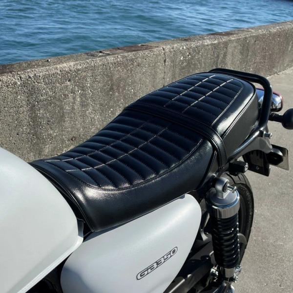 【値下げしました】MYOGA ブラック/レッド シート GB350 ゲル入りローシート CBパターン 艶有ブラック Gシリーズ