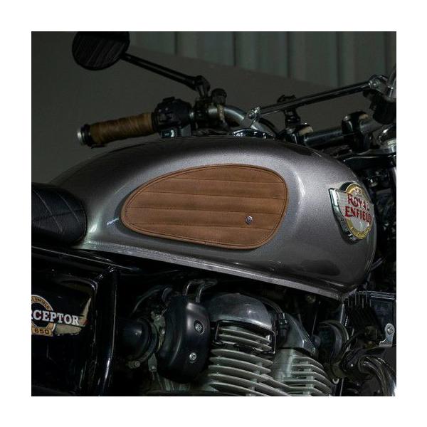 TRIP MACHINE(トリップマシン) タンクパッド レザー クラシックストライプ タバコブラウン 汎用