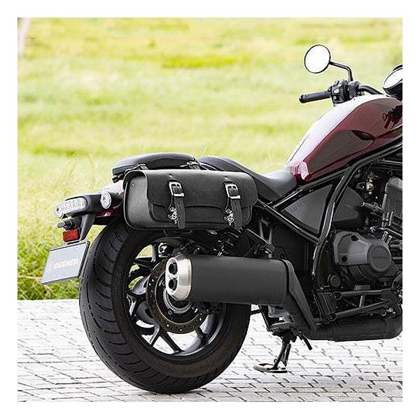 DEGNER マフラーサイド用 レザーサドルバッグ 6L(ブラック