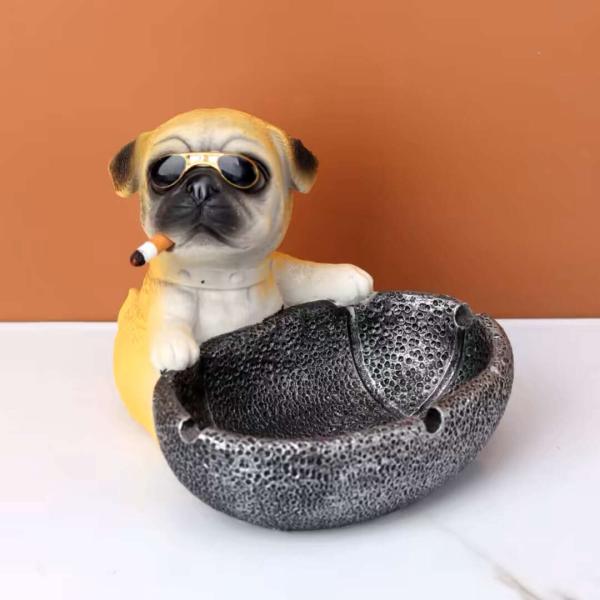 犬型 灰皿 イヌ 卓上収納 小物入れ パグ雑貨 キーケース 置物 PUG : 夢