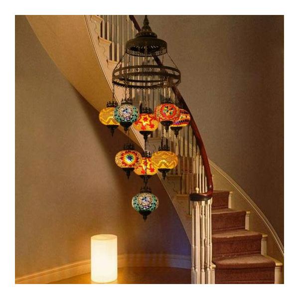 トルコランプ クラックガラス シャンデリア インテリア電源直結タイプ