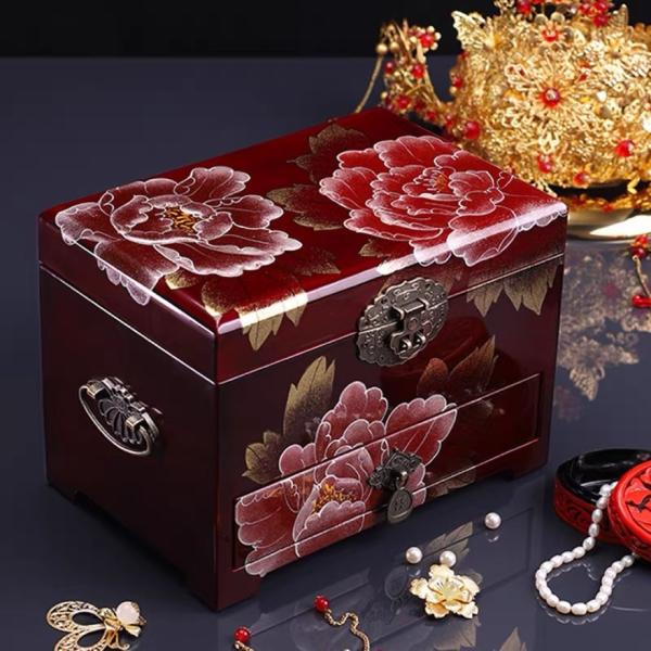 高級感 漆器 天然シェル 木製　純手作り製作 ジュエリーボックス宝石箱 小物入れ 高級感 漆器 天然シェル 木製 純手作り製作 ジュエリーボックス宝石箱