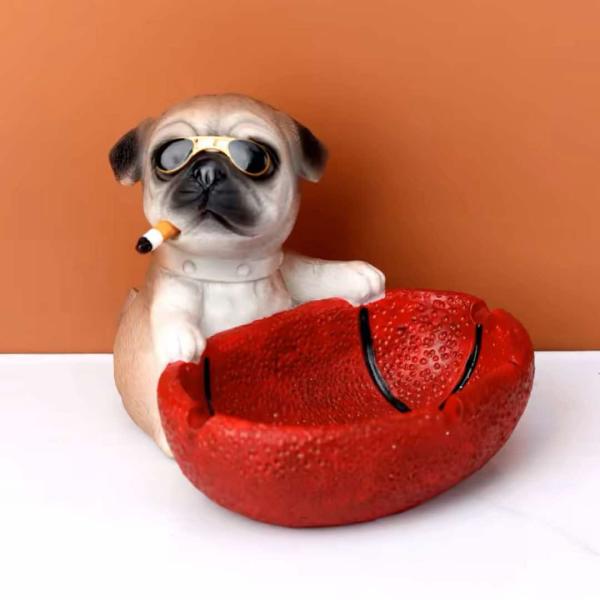 犬型 灰皿 イヌ 卓上収納　小物入れ パグ雑貨 キーケース　置物 PUG 犬型 灰皿 イヌ 卓上収納 小物入れ パグ雑貨 キーケース 置物 PUG : 夢