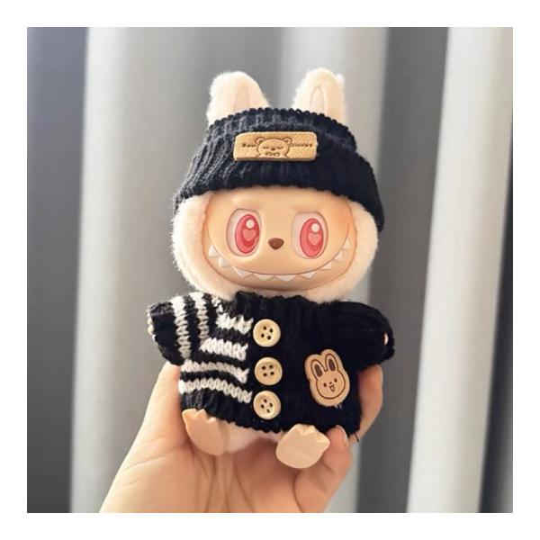 ドール服猫耳帽子2点セットlabubuラブブぬいぐるみ服17cm着せ替え着ぐるみ LABUBU ラブブ 2点セット ぬいぐるみ用服 洋服 ぬい服