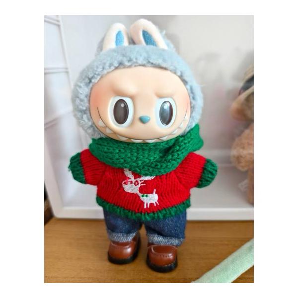 新品3点セットクリスマスlabubuラブブぬいぐるみ服17cm着せ替え