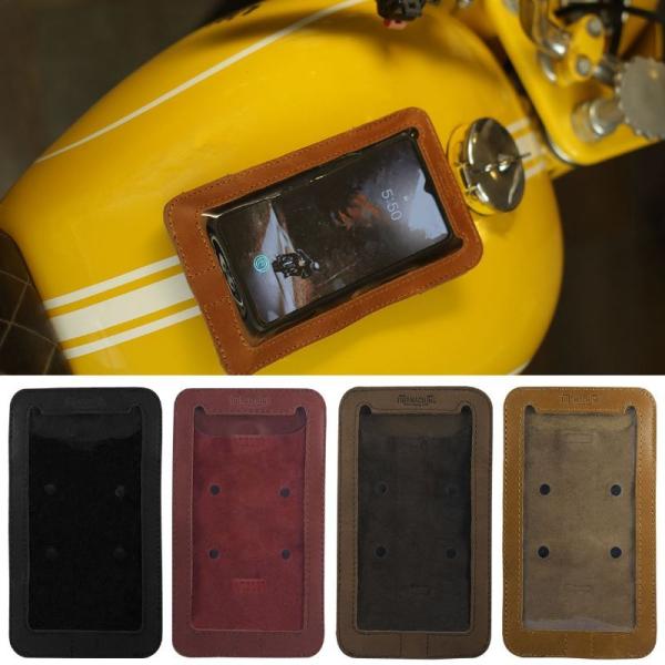 付属のマグネットでタンクしっかりと固定できるスマートフォンポーチです。タッチスクリーンに対応し、背面には熱を放出する為の通気穴が備わります。タンクバッグにストラップで固定することも可能です。