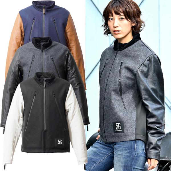 56デザイン ジャケット レザー スリーブ メルトン バイク ウェア