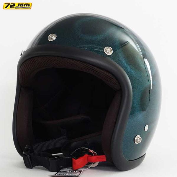 72JAM JET HELMET 72JAM Helmet JG-16F GHOST FLAME ブルー グロス