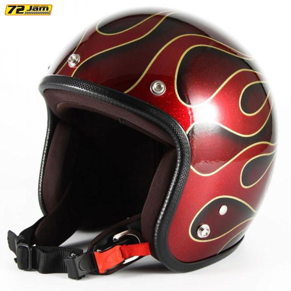 72JAM JET HELMET 72JAM Helmet JCP-41 FLAMES レッドフレークベース