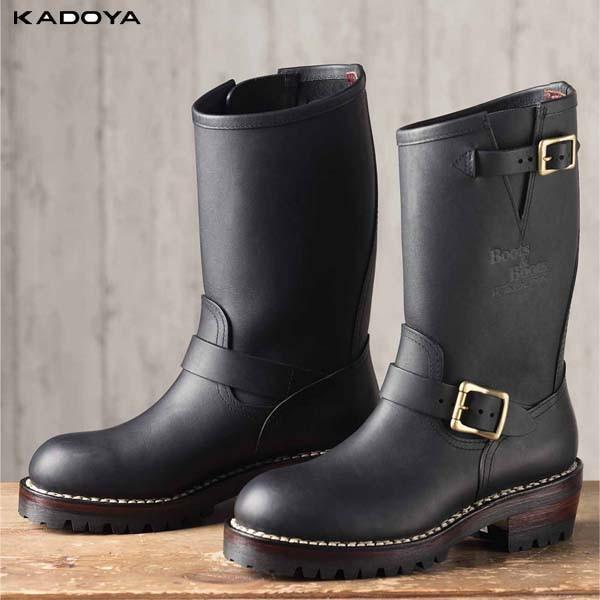 KADOYA バイクブーツ 黒 レザー 美品】KADOYA バイク用レザーシューズ ブラック24.5