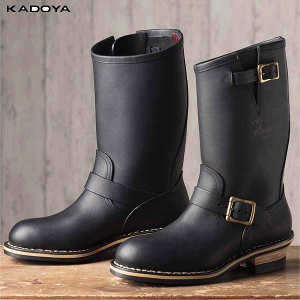 KADOYA 黒 レザー バイクショートブーツ (サイズ 25cm)