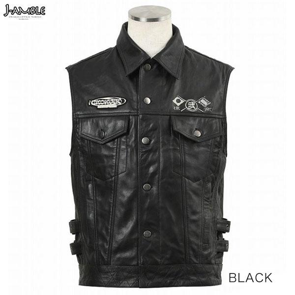 【55％引】弐黒堂 WBJN-90ブラック（M）ミッドナイトライド 本革ベスト J-AMBLE WBJN-90 ミッドナイトライドレザーベスト 弐黒堂 BLACK : 二輪