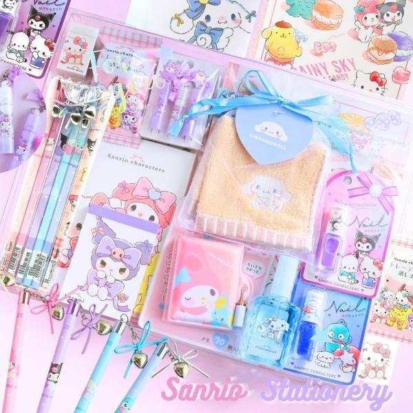 サンリオ 文具セット おしゃれ 文房具 クリアBOXギフト 小学校 低学年 女の子 文房具セット かわいい 女子 文具 筆記具 こども 誕生日 プレゼント ミニタオル 筆
