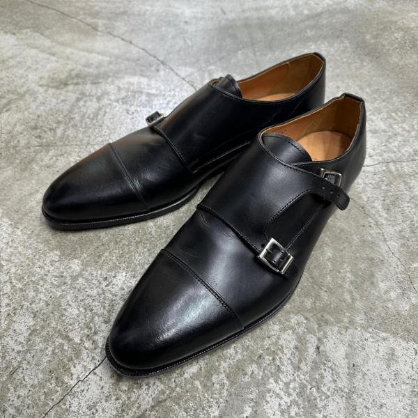 Zapatro ザパトロ ダブルモンクドレスシューズ 革靴 ブラック 25.5cm