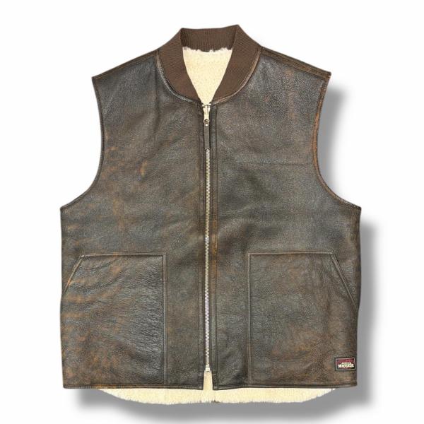 STUSSY（ステューシー） Mouton Leather Vest ムートンレザーベスト