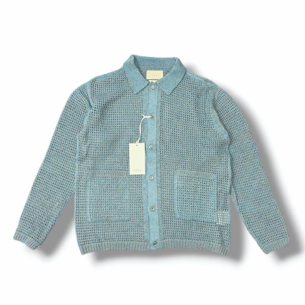 YOKE ヨーク メッシュニットシャツカーディガン　2サイズ ブルー Mesh Knit Shirt Cardigan | YOKE Official Website