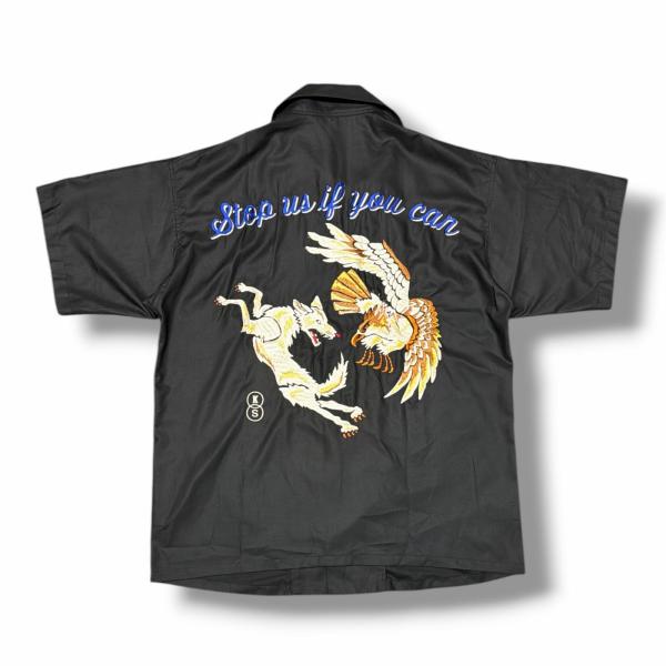 sulvam  × KOZABURO  24SS EMBROIDERY SHIRT エンブロイダリーシャツ 半袖 オープンカラーシャツ サルバム  × コウザブロウ  KS-B01-099 ブラック S （13166M） sulvam × KOZABURO サルバム コウザブロウ 24SS EMBROIDERY SHIRT エン
