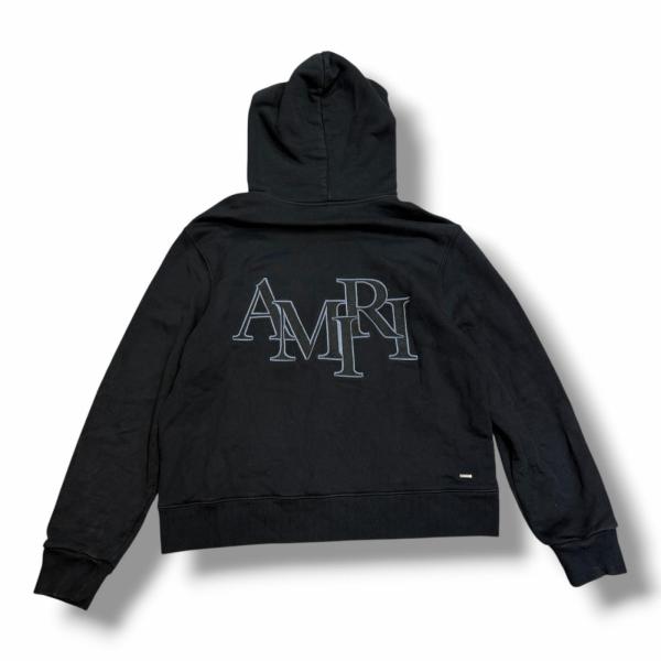 AMIRI アミリ バックAMIRI刺繍ロゴ スウェットパーカー ブラック L
