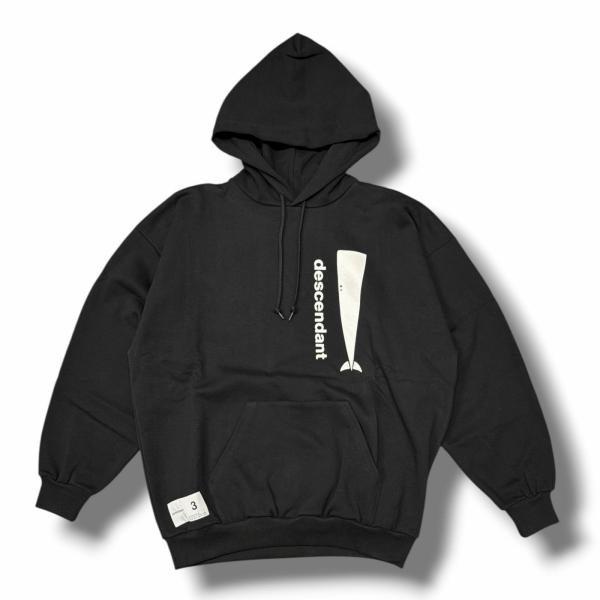 参考上代23100円 未使用 DESCENDANT 25AW CACHALOT HOODY スウェットフーディー パーカー ディセンダント 252ATDS-HPM02S ブラック 3 （14695M） DESCENDANT ディセンダント 25AW CACHALOT HOODY スウェットフーディー
