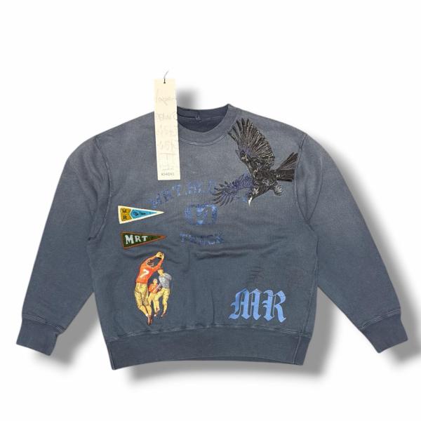 参考上代58300円 未使用 KHOKI 25SS KHOKI Vintage-effect sweatshirt ヴィンテージ加工スウェットシャツ トレーナー コッキ 25ss-t-01 ネイビー 1 （15468M） KHOKI コッキ 25SS Vintage-effect sweatshirt ヴィンテージ加工