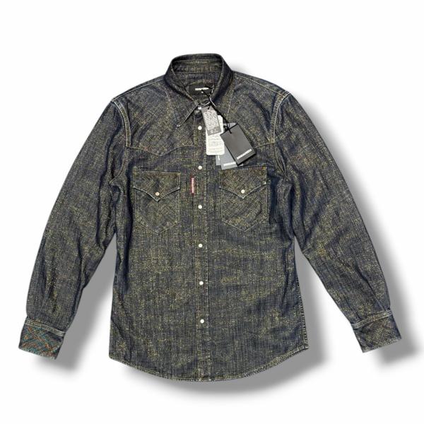 未使用 DSQUARED2 Denim Lurex Western Shirt デニム ルラックス ウエスタン シャツ 長袖シャツ ディースクエアード S71DM0793 インディゴ 44 （15641M） DSQUARED2（ディースクエアード） Denim Lurex Western Shirt デニム