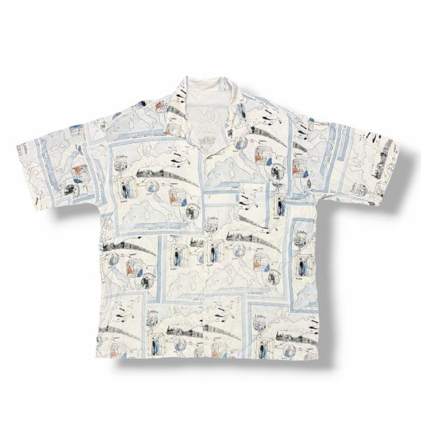 PORTER CLASSIC ポータークラシック ALOHA SHIRT TRAIN「オリエント急行」 アロハシャツ 半袖シャツ 開襟 ホワイト XL 15876M