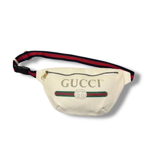 GUCCI グッチ Logo Print Belt Bag  ロゴプリントベルトバッグ ウエストポーチ ホワイト 1602MG