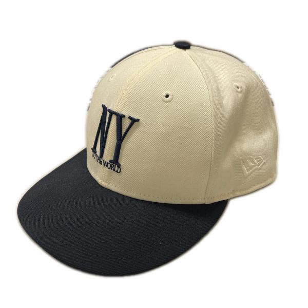 KITH  × NEW ERA NY CAP コラボ ロゴ刺繍 キャップ 帽子 キス  × ニューエラ オフホワイト×ネイビー 8 （20150M） KITH × NEW ERA キス ニューエラ NY CAP コラボ ロゴ刺繍 キャップ