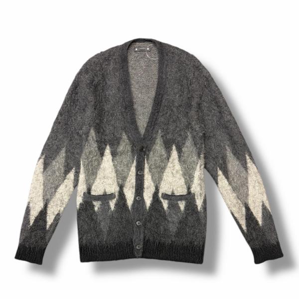 MINEDENIM Kid Mohair Argyle Washed Knit Long Cardigan モヘヤ