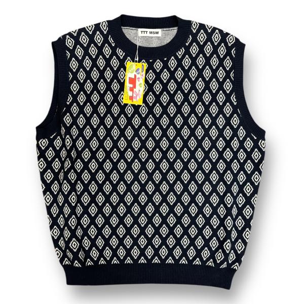 参考上代19800円 未使用 TTT_MSW 23SS Diamond knit polo vest