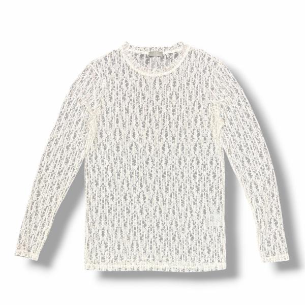 Dior ディオール オブリークシースルーカットソー シア長袖Tシャツ
