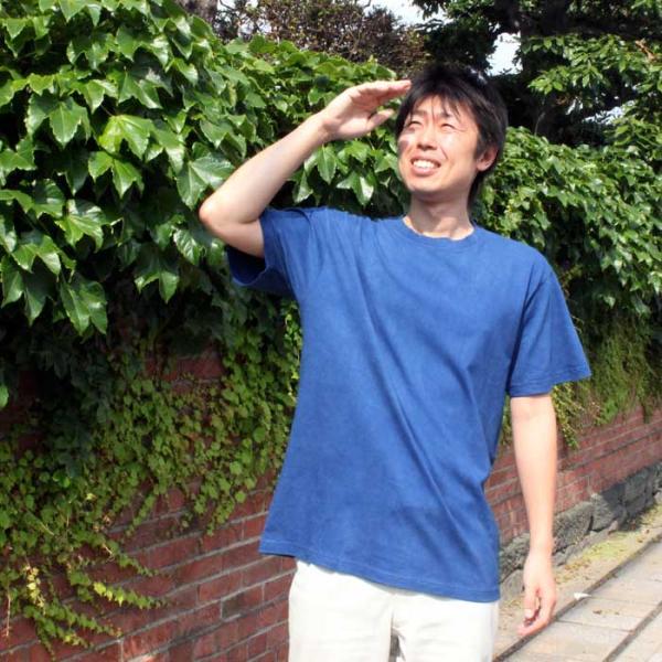 藍染Tシャツ／メンズ 4回染め 浅葱色（あさぎいろ） （メーカー名