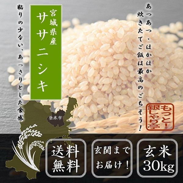 新米 令和5年産 米 玄米 米 30kg 宮城県産 ササニシキ 玄米30ｋｇ 送料