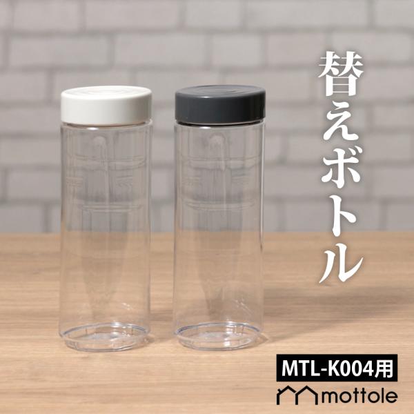 MTL-K004 ミニボトルブレンダーの替えボトルです。長くご利用いただきたいので、互換品などではなく公式として、お求めやすくご用意させて頂きました。セット内容：ブレンダーボトル、ボトルキャップ素材：ブレンダーボトル：トライタン、ボトルキャ...