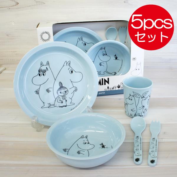 MOOMIN ムーミン 樹脂製子供食器 5ピースギフトボックス/ブルー