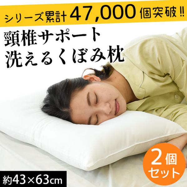 枕 まくら マクラ 洗える枕 2個セット 43×63cm くぼみ枕 日本製 頚椎