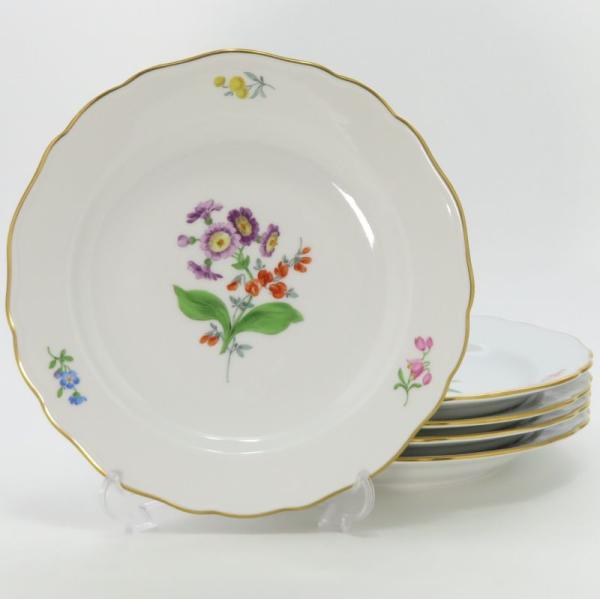 マイセン プレート■ベーシックフラワー ブーケ 二つ花 サラダプレート 18cm 洋食器 皿 5枚セット 1級品 Meissen