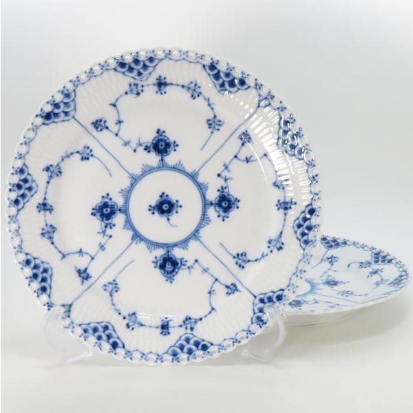 ロイヤルコペンハーゲン プレート■ブルーフルーテッド フルレース ディナープレート 25cm WEDGWOOD 2枚セット 洋食器 1級品