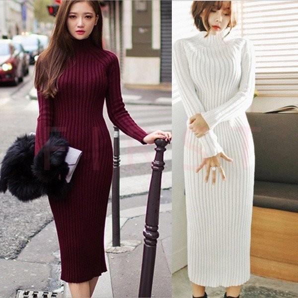 レディース トップス カットソー ニット ワンピース スカート タイト 大人 ギャル ロング丈 マキシ丈 セクシー 秋冬 ハイネックロングニットワンピ Moulinshop 通販 Yahoo ショッピング