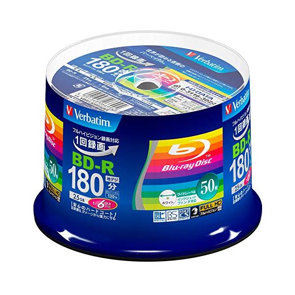 品種:録画用 BD-R25GB1回録画用録画時間:地デジ 180分 / BSデジタル130分盤面印刷:○ホワイト / 範囲:22mm-118mmワイド倍速:1-6倍速,ケース:スピンドルケース,入り数:50枚記憶容量:25GB片面1層インク...