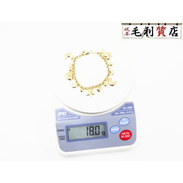 K18 デザイン ブレスレット チャーム付き 18.0g 18金 イエローゴールド