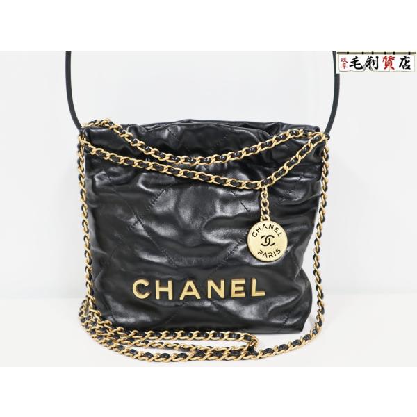 シャネル CHANEL ハンドバッグ　CHANEL22 ミニ ブラック ゴールド金具 AS3980 ...