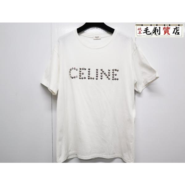 CELINE（セリーヌ） エディ期 スタッズ コットン 半袖 ホワイト サイズ