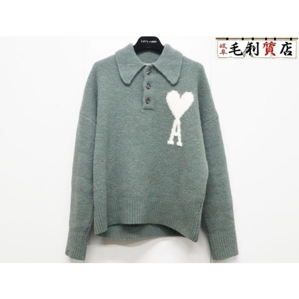 て*ん様 ami alexandre mattiussi グリーンニットセーター AMI Alexandre Mattiussi アミアレクサンドルマテュッシ AMI ヘアリー